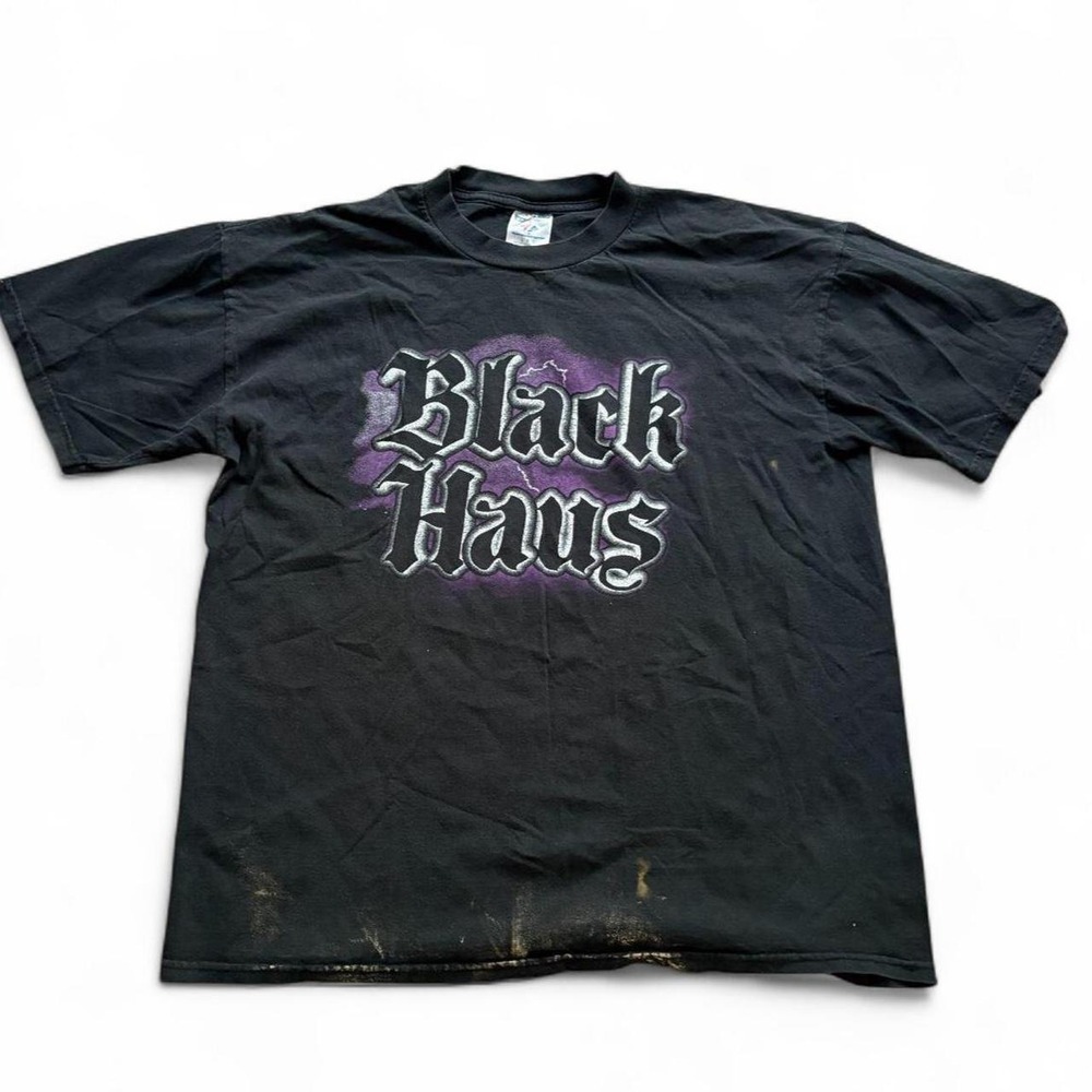 Vintage Jerzees Black Haus Party Tour Graphic T-Shirt Mens Large Black Goth Tee